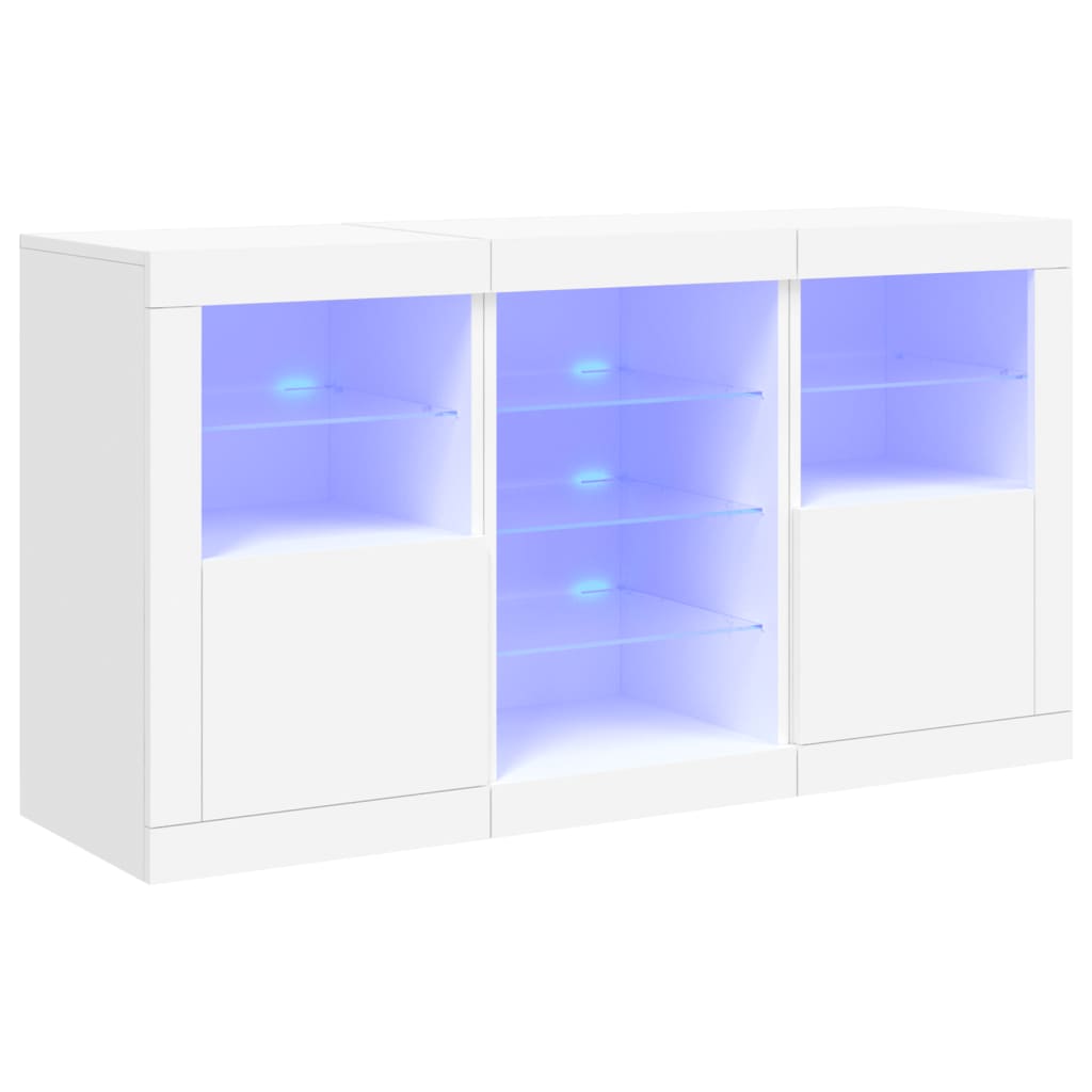 Credenza con Luci LED Bianca 123x37x67 cm - homemem39