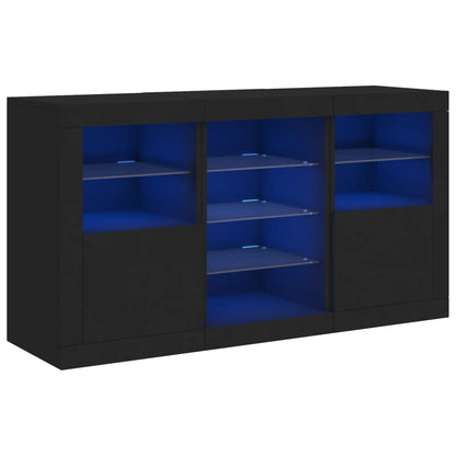 Credenza con Luci LED Nera 123x37x67 cm - homemem39