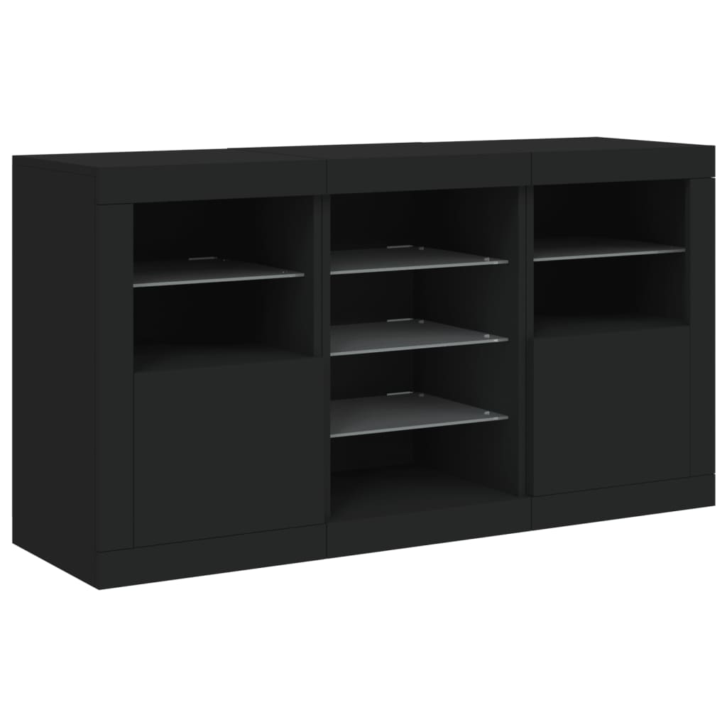 Credenza con Luci LED Nera 123x37x67 cm - homemem39