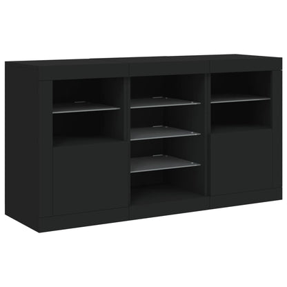 Credenza con Luci LED Nera 123x37x67 cm - homemem39