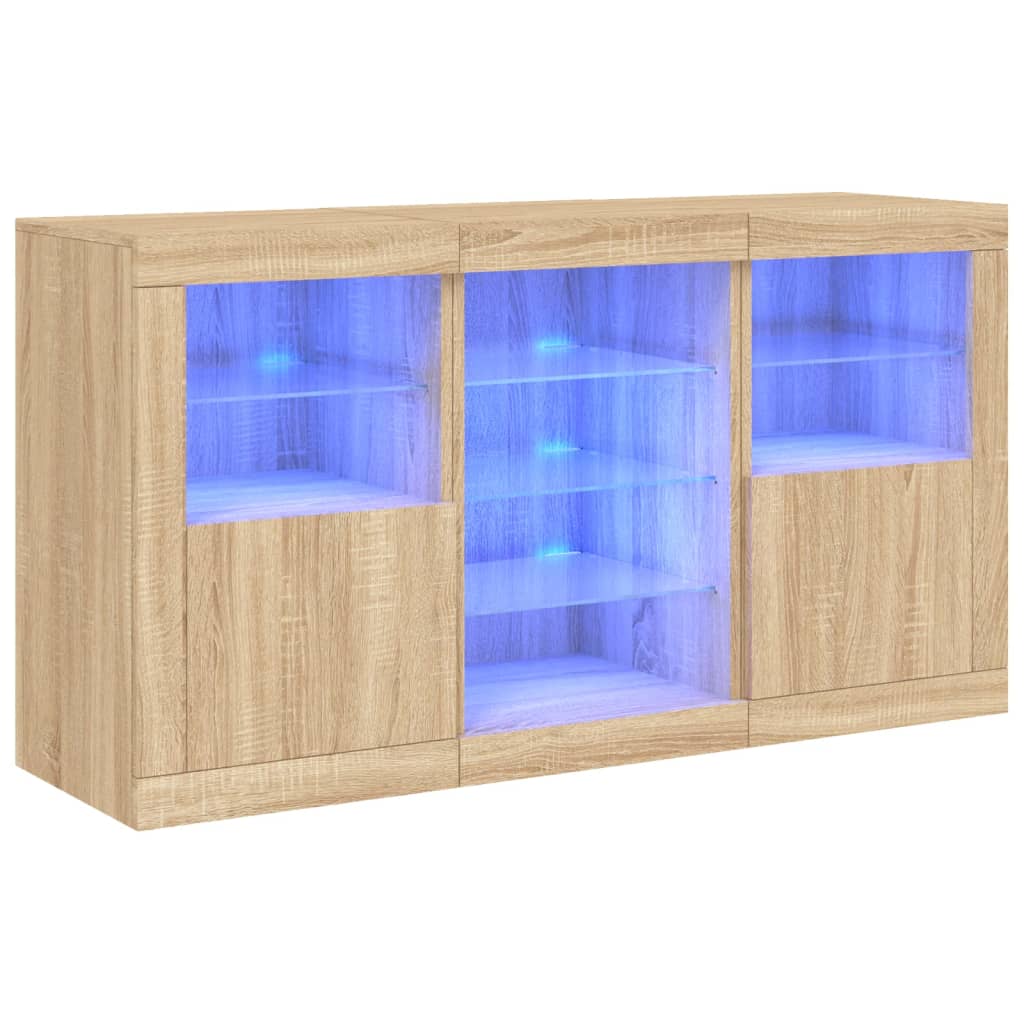 Credenza con Luci LED Rovere Sonoma 123x37x67 cm - homemem39