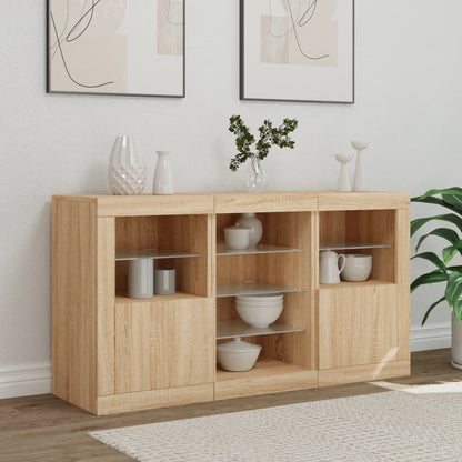 Credenza con Luci LED Rovere Sonoma 123x37x67 cm - homemem39