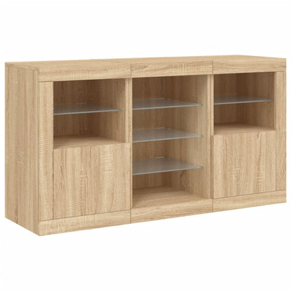 Credenza con Luci LED Rovere Sonoma 123x37x67 cm - homemem39