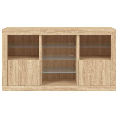 Credenza con Luci LED Rovere Sonoma 123x37x67 cm - homemem39