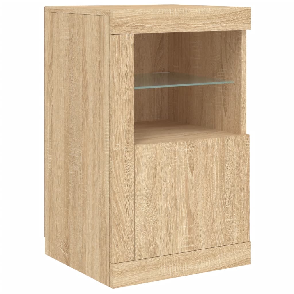 Credenza con Luci LED Rovere Sonoma 123x37x67 cm - homemem39