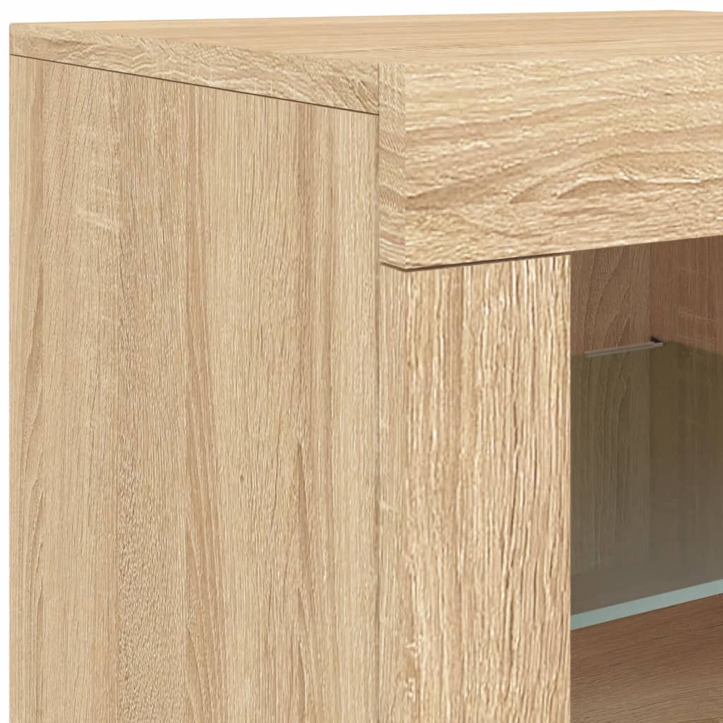Credenza con Luci LED Rovere Sonoma 123x37x67 cm - homemem39