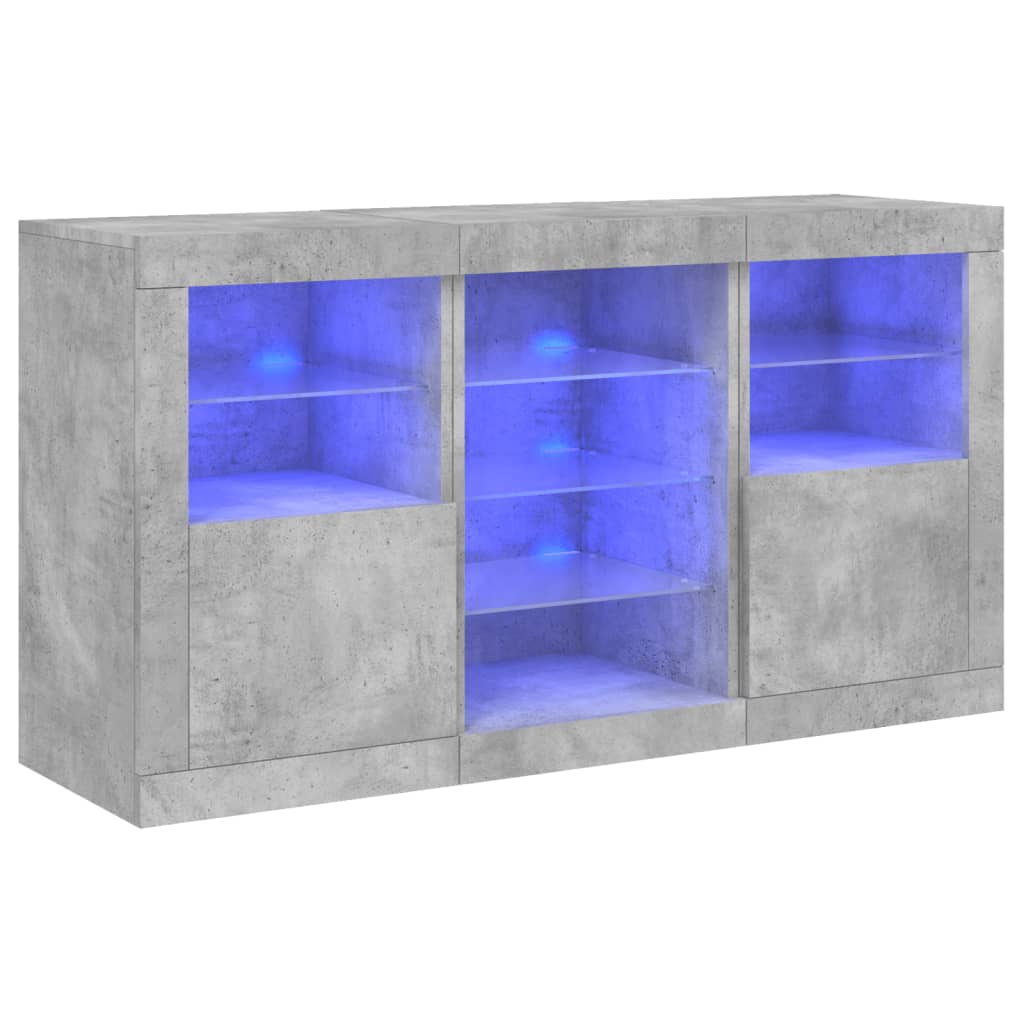 Credenza con Luci LED Grigio Cemento 123x37x67 cm - homemem39