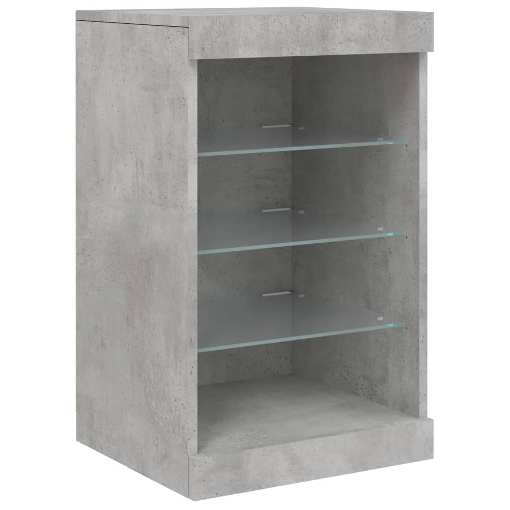 Credenza con Luci LED Grigio Cemento 123x37x67 cm