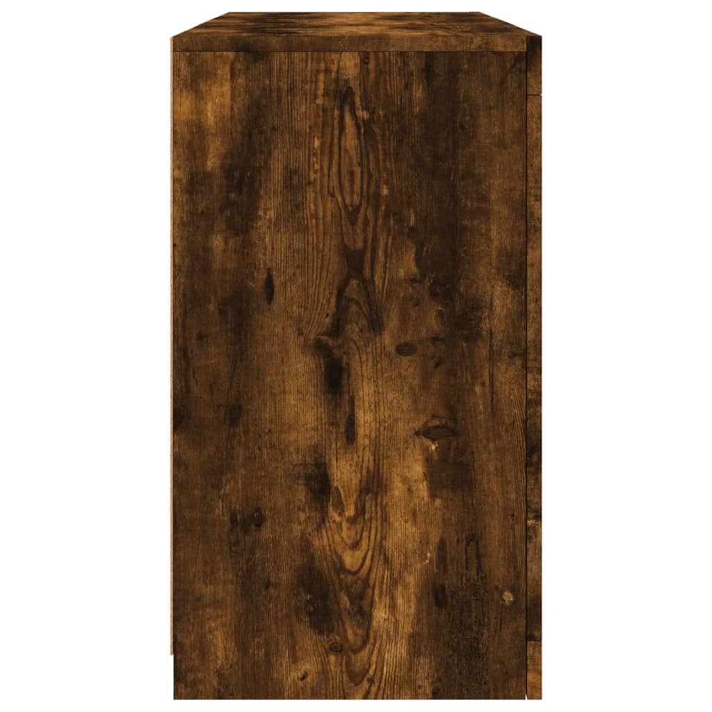 Credenza con Luci LED Rovere Fumo 123x37x67 cm