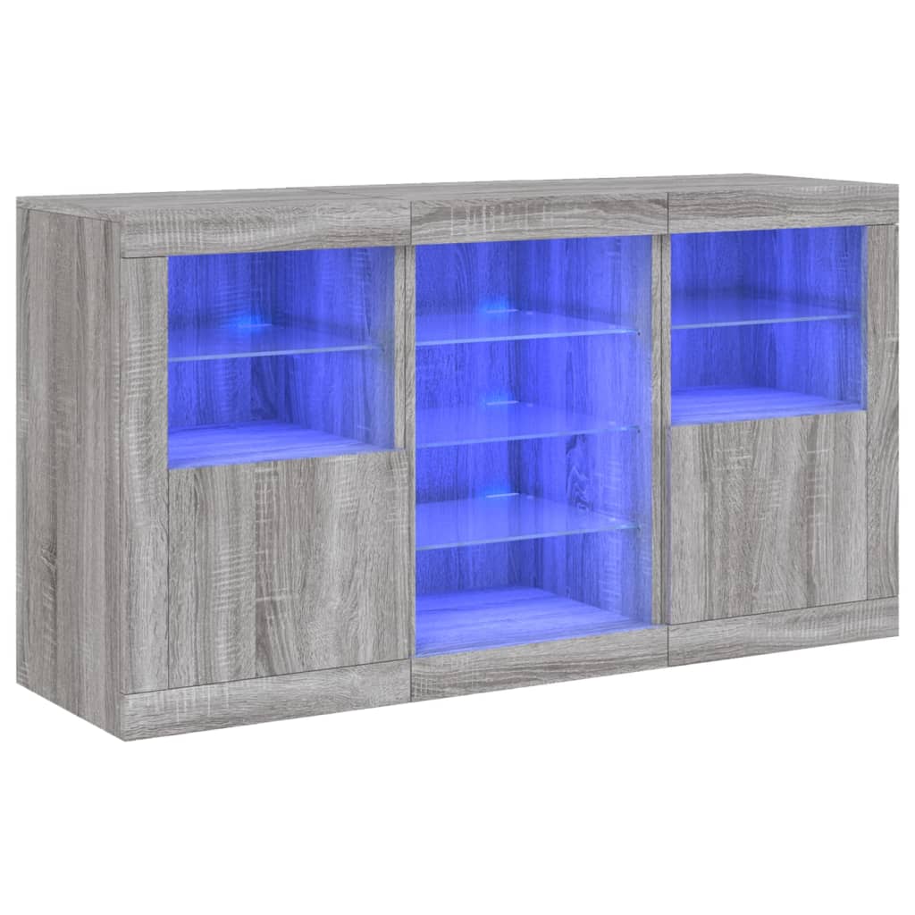 Credenza con Luci LED Grigio Sonoma 123x37x67 cm - homemem39