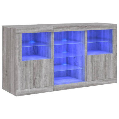 Credenza con Luci LED Grigio Sonoma 123x37x67 cm