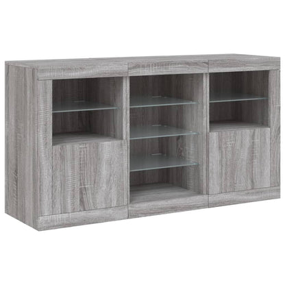 Credenza con Luci LED Grigio Sonoma 123x37x67 cm