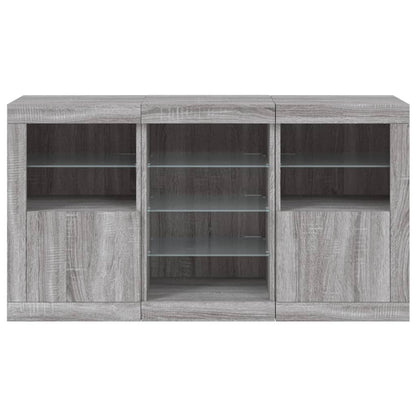 Credenza con Luci LED Grigio Sonoma 123x37x67 cm