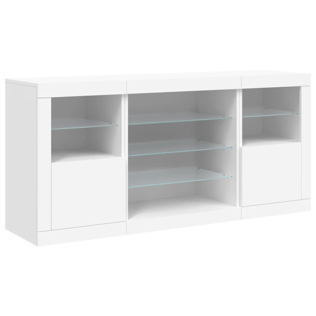 Credenza con Luci LED Bianca 142,5x37x67 cm - homemem39