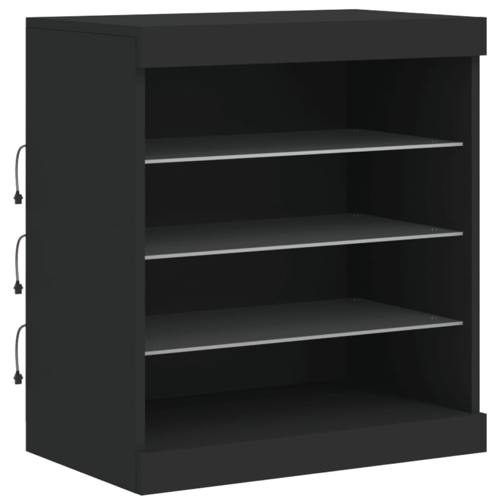 Credenza con Luci LED Nera 142,5x37x67 cm - homemem39