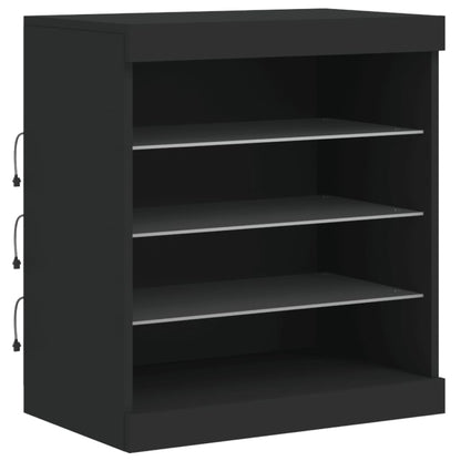 Credenza con Luci LED Nera 142,5x37x67 cm - homemem39