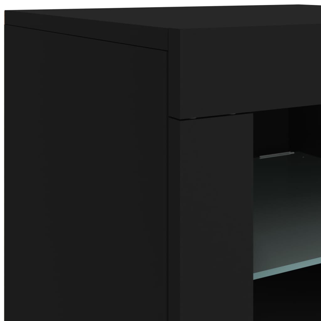 Credenza con Luci LED Nera 142,5x37x67 cm - homemem39