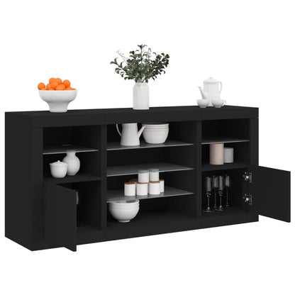 Credenza con Luci LED Nera 142,5x37x67 cm - homemem39