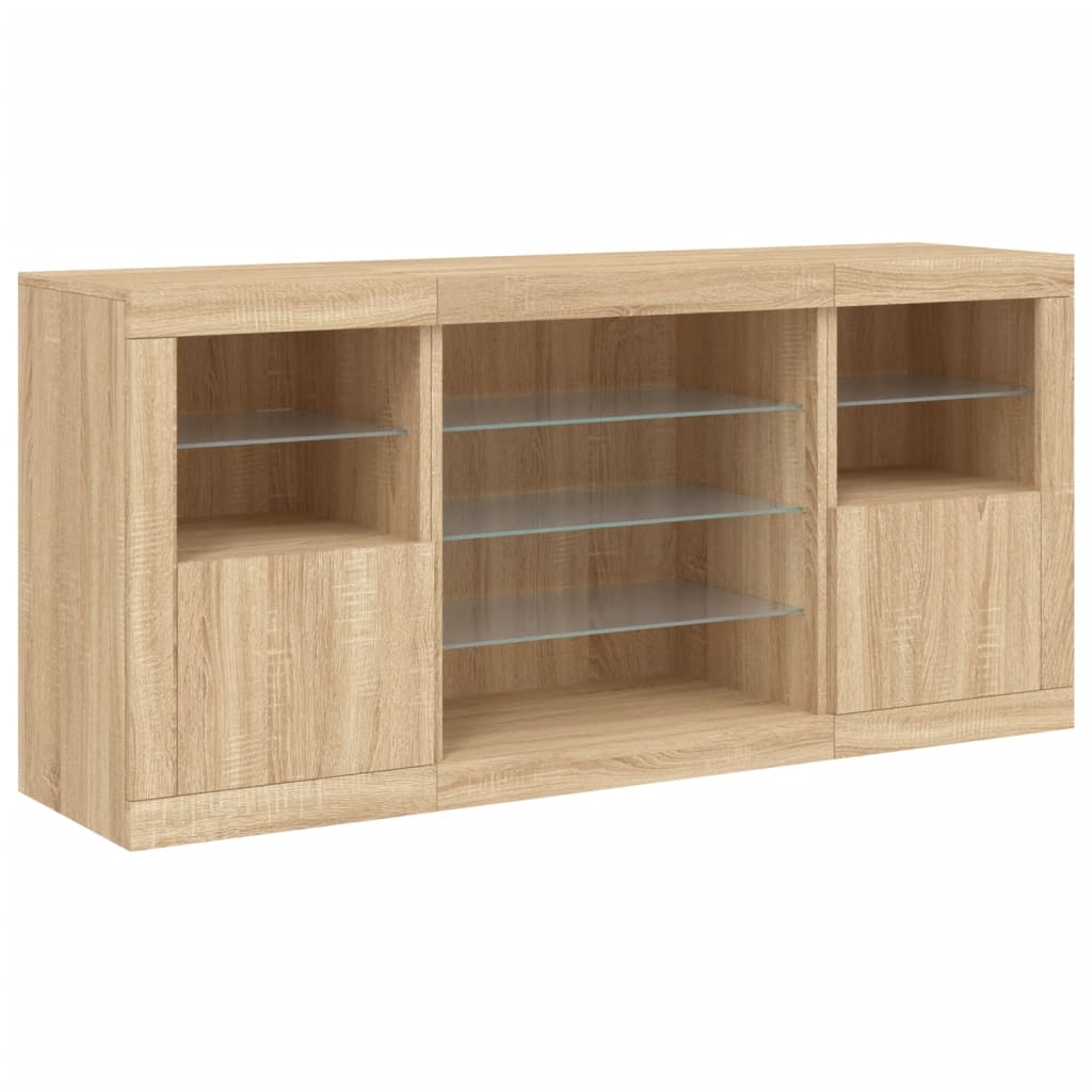 Credenza con Luci LED Rovere Sonoma 142,5x37x67 cm - homemem39
