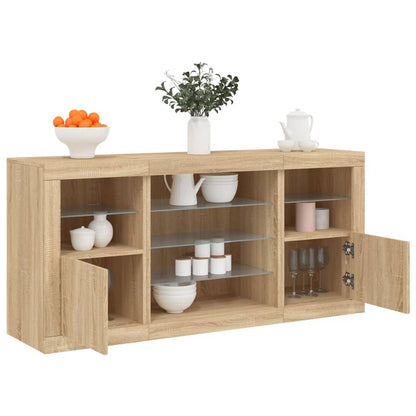 Credenza con Luci LED Rovere Sonoma 142,5x37x67 cm - homemem39
