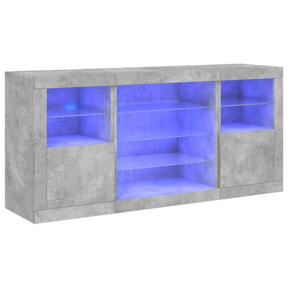 Credenza con Luci LED Grigio Cemento 142,5x37x67 cm - homemem39