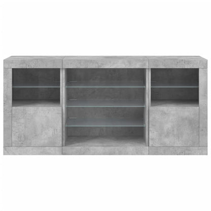 Credenza con Luci LED Grigio Cemento 142,5x37x67 cm