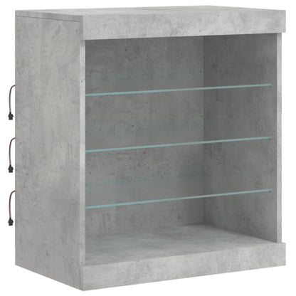 Credenza con Luci LED Grigio Cemento 142,5x37x67 cm