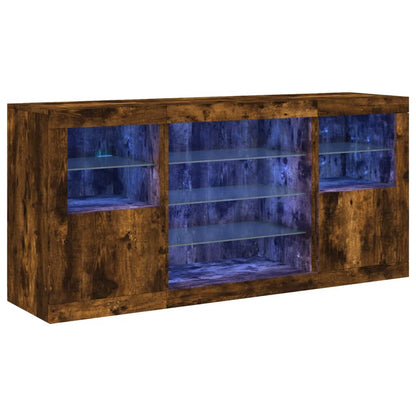 Credenza con Luci LED Rovere Fumo 142,5x37x67 cm