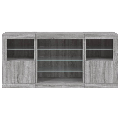 Credenza con Luci LED Grigio Sonoma 142,5x37x67 cm - homemem39