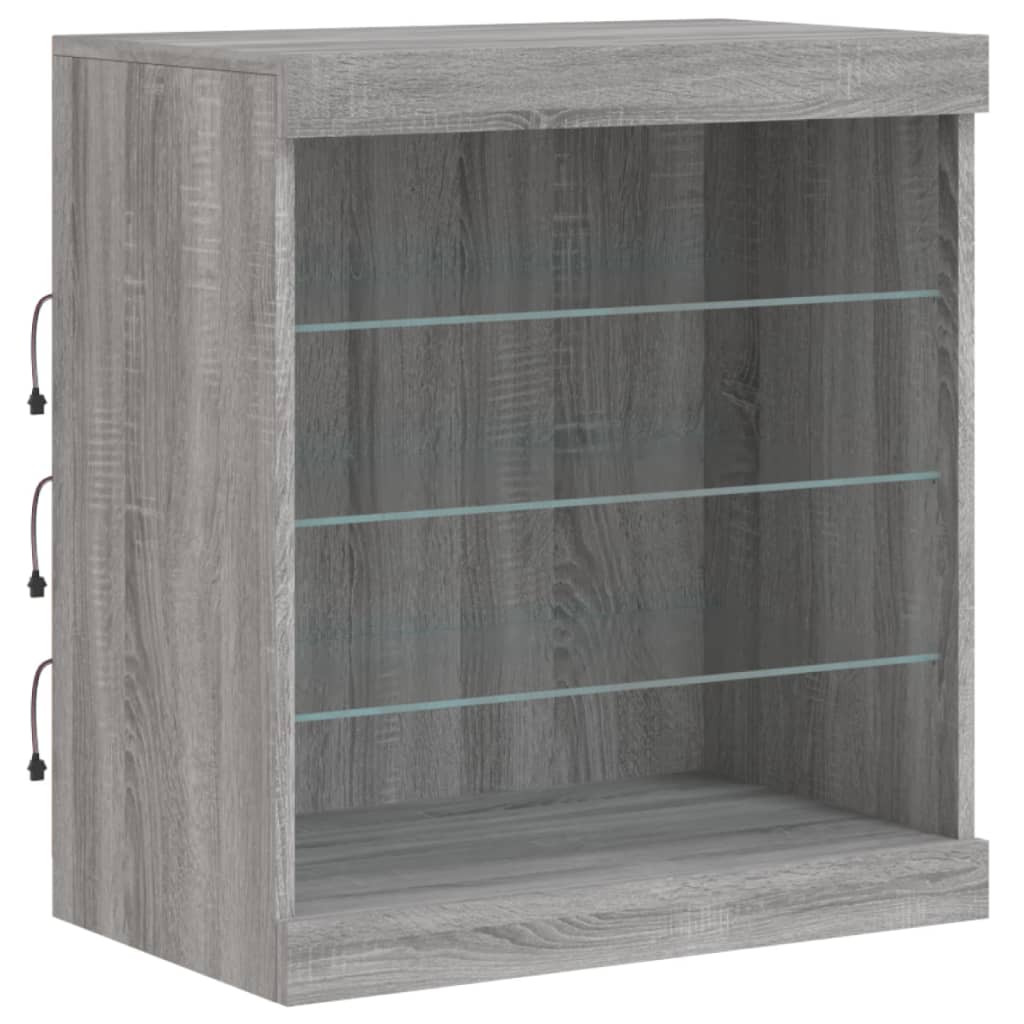 Credenza con Luci LED Grigio Sonoma 142,5x37x67 cm