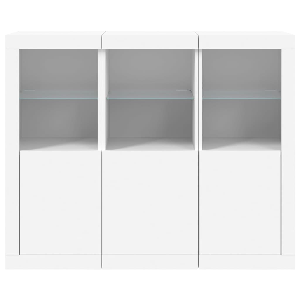 Credenze con Luci LED 3 pz Bianche in Legno Multistrato - homemem39