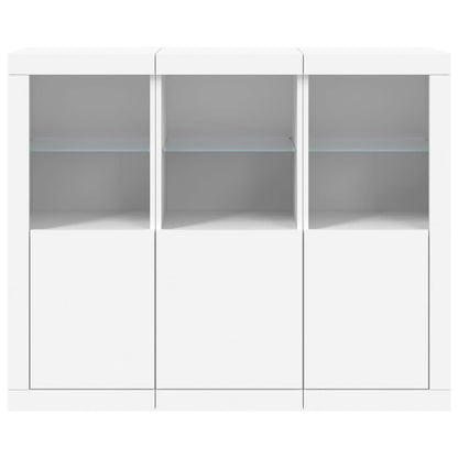 Credenze con Luci LED 3 pz Bianche in Legno Multistrato - homemem39