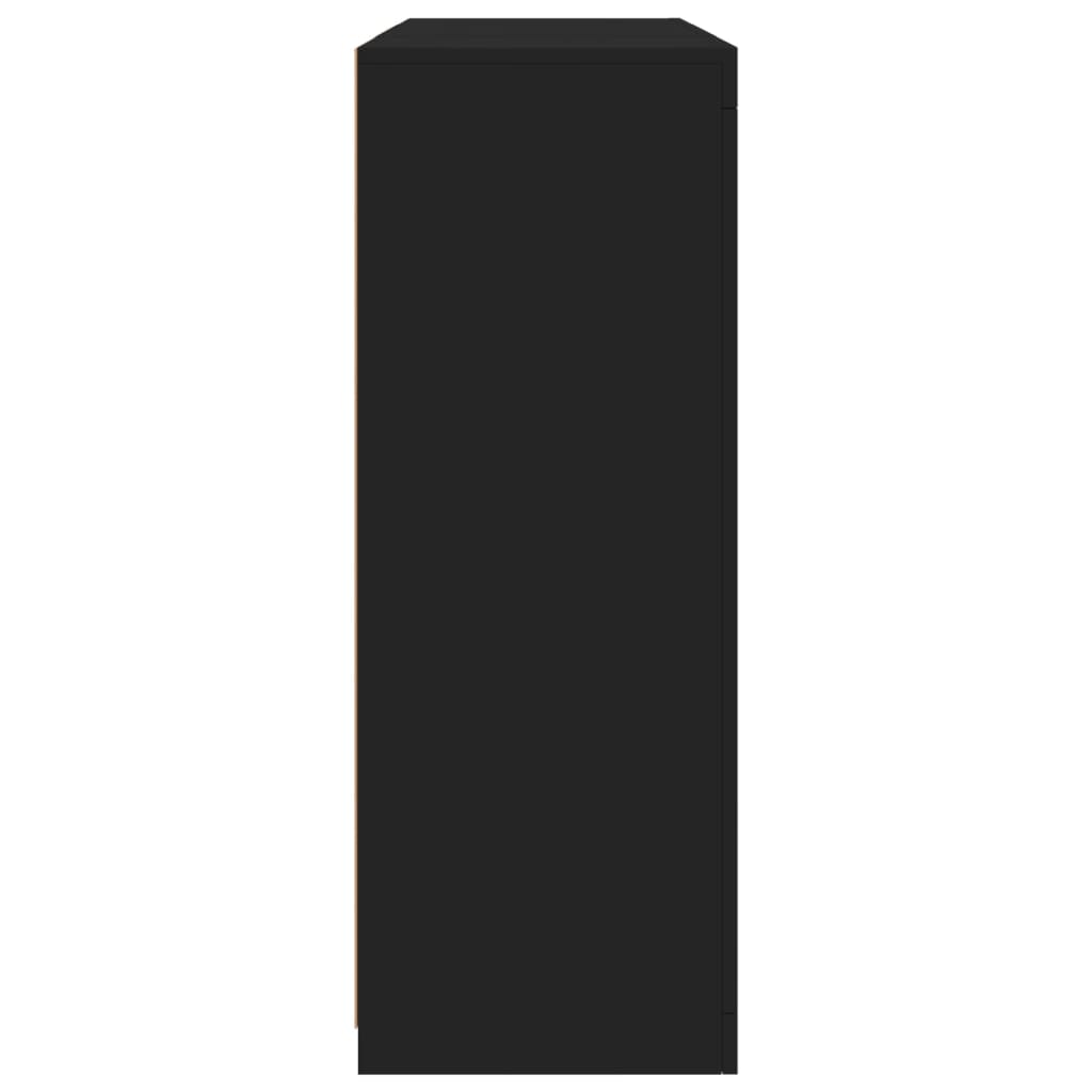 Credenze con Luci LED 3 pz Nere in Legno Multistrato - homemem39