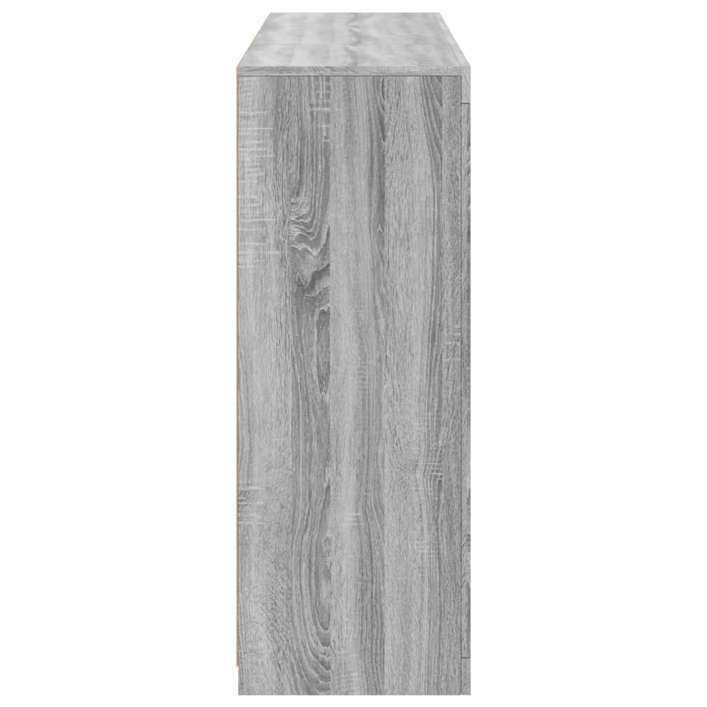 Credenze con Luci LED 3 pz Grigio Sonoma in Legno Multistrato