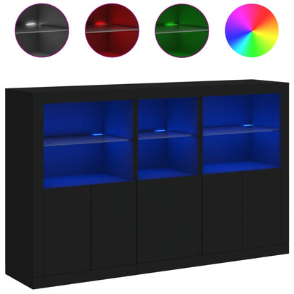 Credenza con Luci LED Nera 162x37x100 cm - homemem39