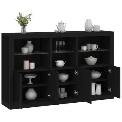 Credenza con Luci LED Nera 162x37x100 cm - homemem39