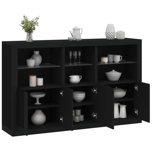 Credenza con Luci LED Nera 162x37x100 cm - homemem39