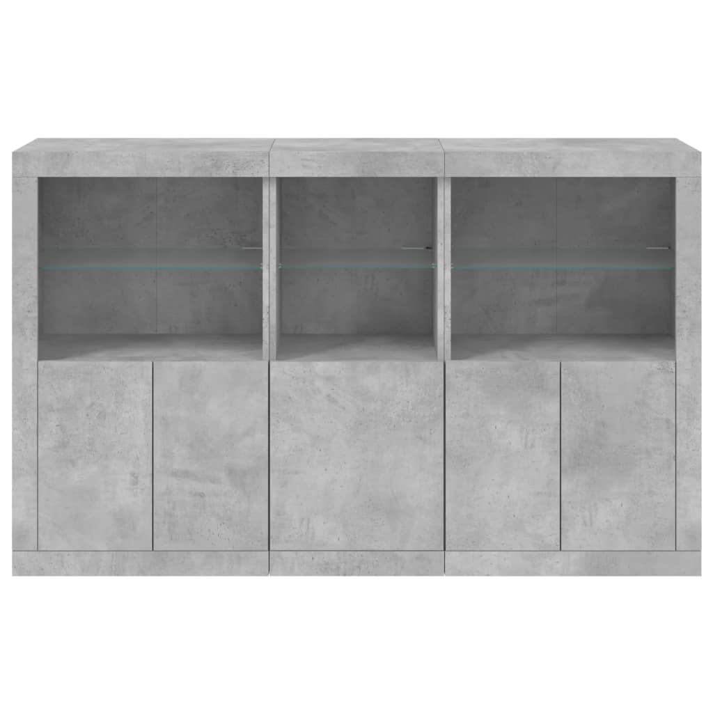 Credenza con Luci LED Grigio Cemento 162x37x100 cm - homemem39
