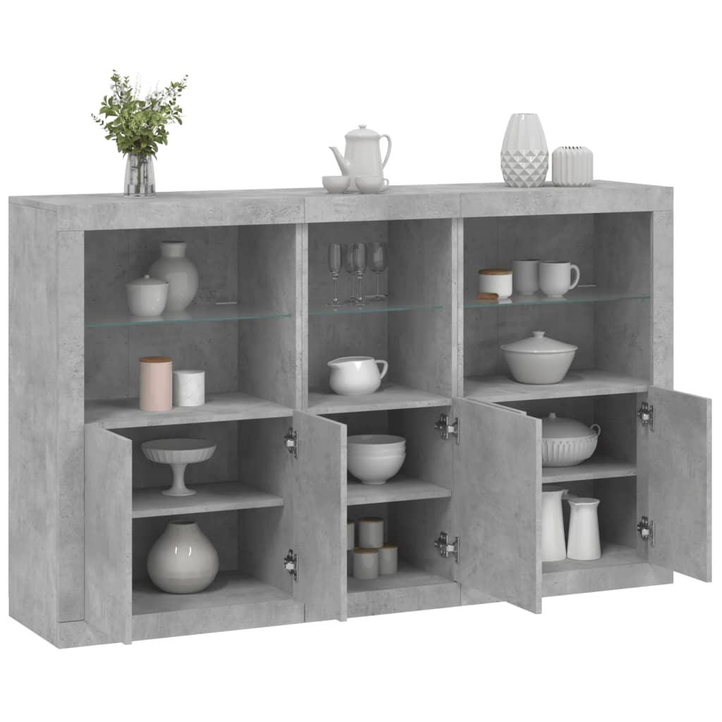 Credenza con Luci LED Grigio Cemento 162x37x100 cm - homemem39