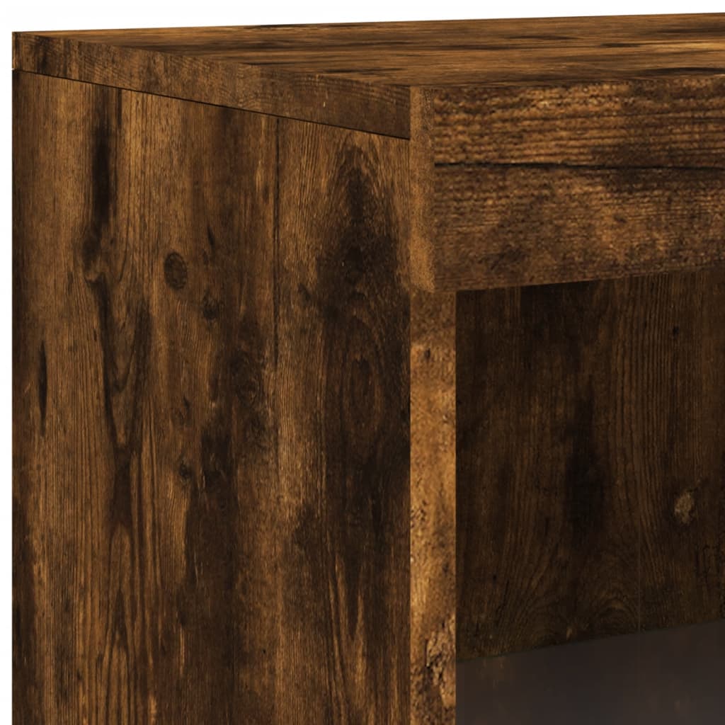 Credenza con Luci LED Rovere Fumo 162x37x100 cm