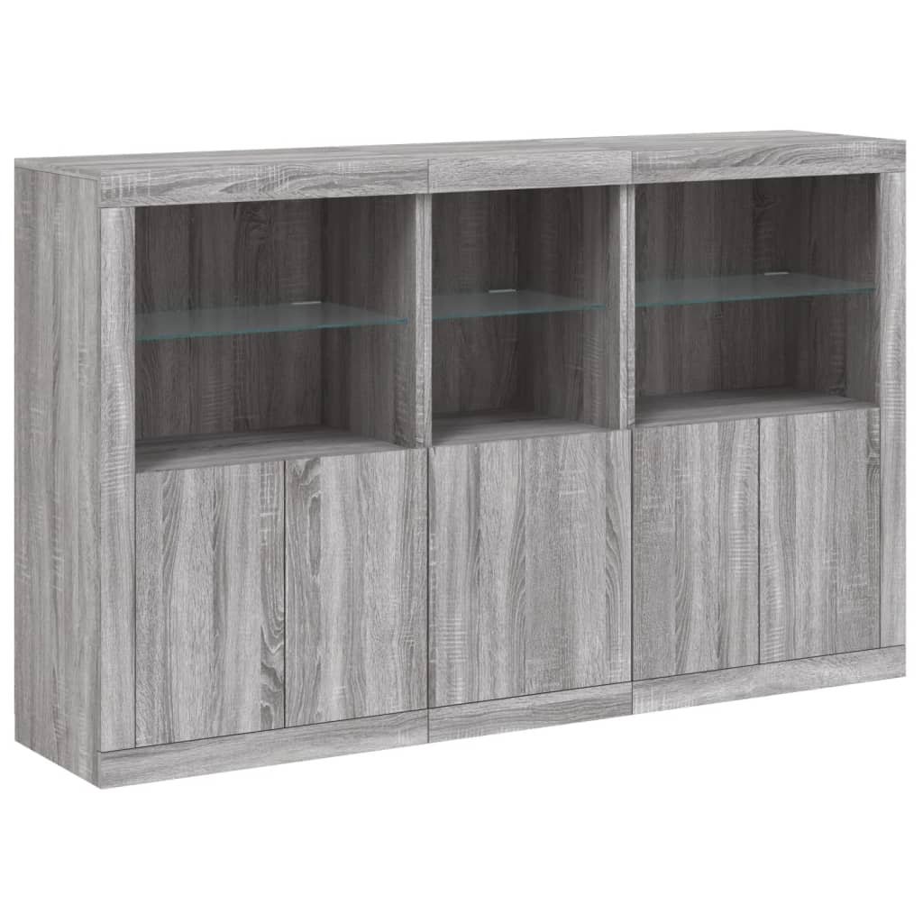 Credenza con Luci LED Grigio Sonoma 162x37x100 cm - homemem39