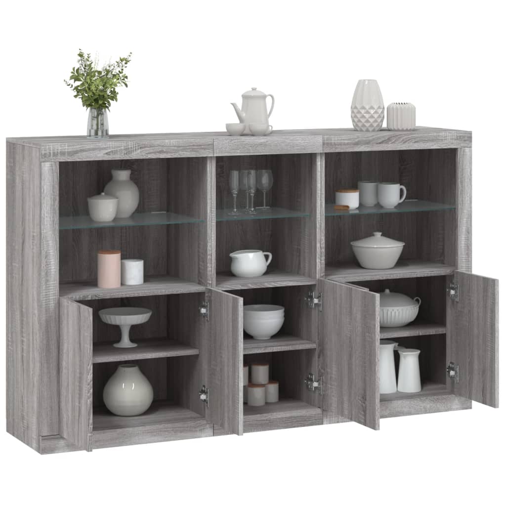 Credenza con Luci LED Grigio Sonoma 162x37x100 cm - homemem39