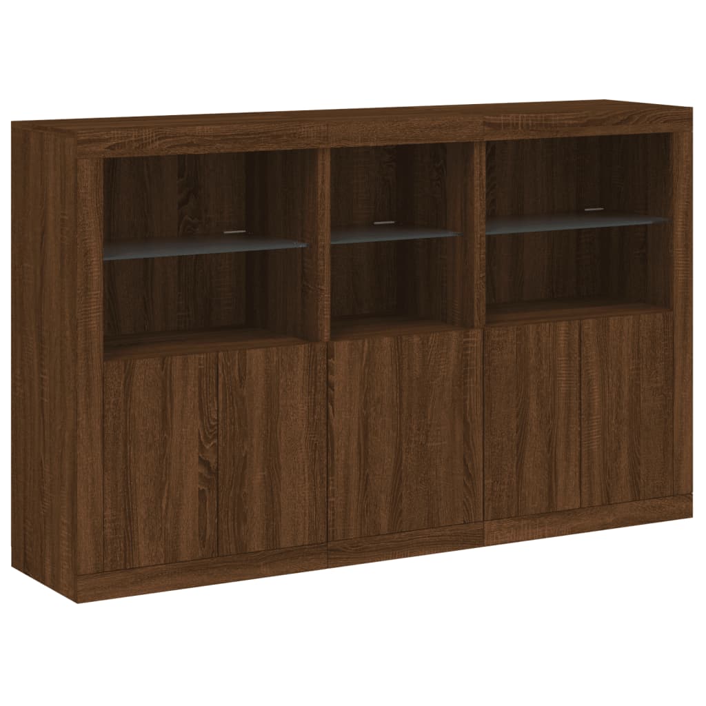Credenza con Luci LED Rovere Marrone 162x37x100 cm - homemem39