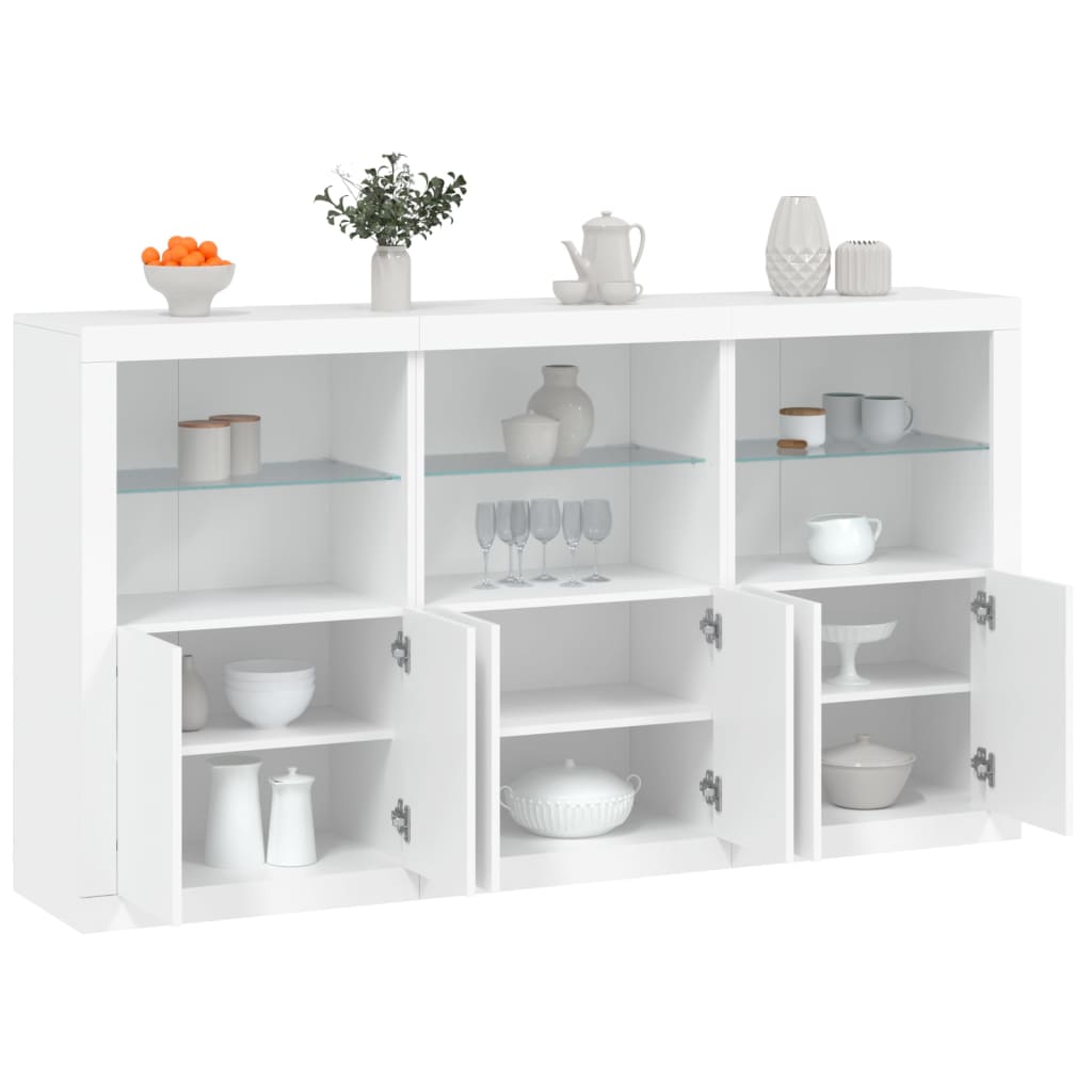 Credenza con Luci LED Bianca 181,5x37x100 cm - homemem39