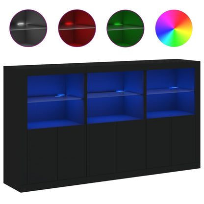 Credenza con Luci LED Nera 181,5x37x100 cm - homemem39
