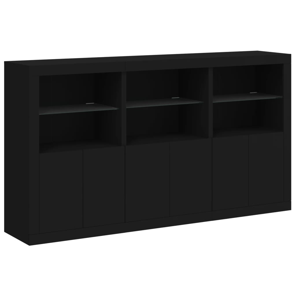 Credenza con Luci LED Nera 181,5x37x100 cm - homemem39