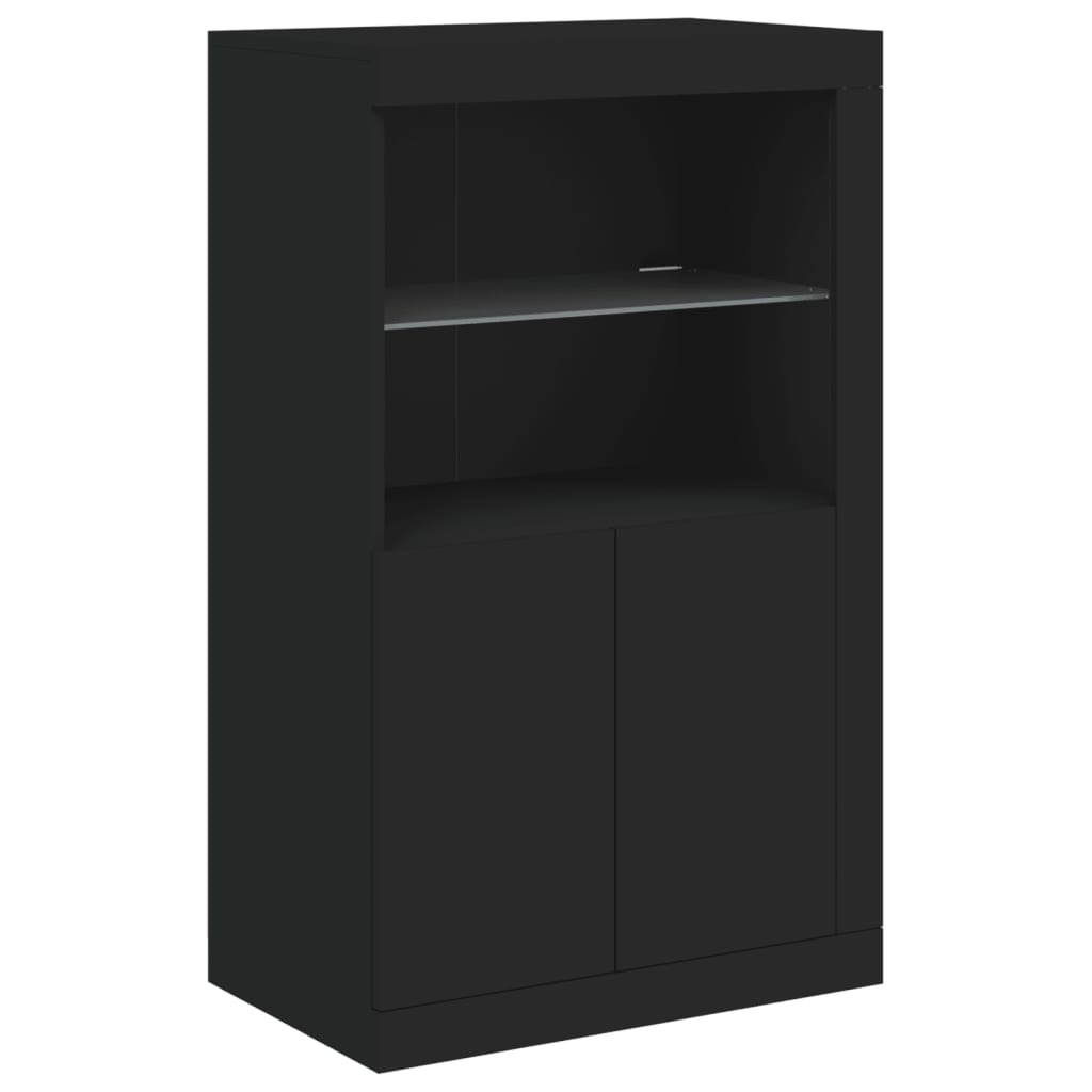 Credenza con Luci LED Nera 181,5x37x100 cm - homemem39