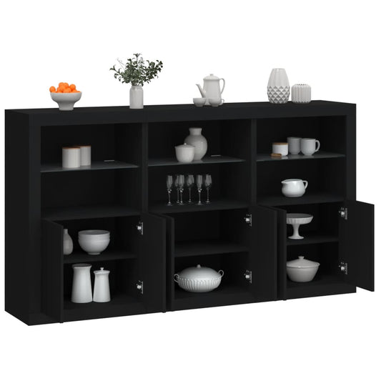 Credenza con Luci LED Nera 181,5x37x100 cm - homemem39