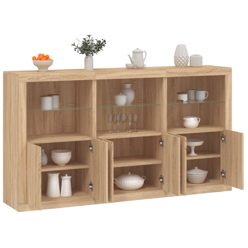 Credenza con Luci LED Rovere Sonoma 181,5x37x100 cm - homemem39