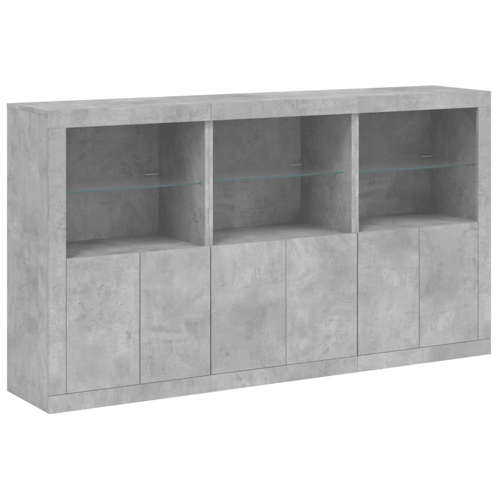Credenza con Luci LED Grigio Cemento 181,5x37x100 cm - homemem39